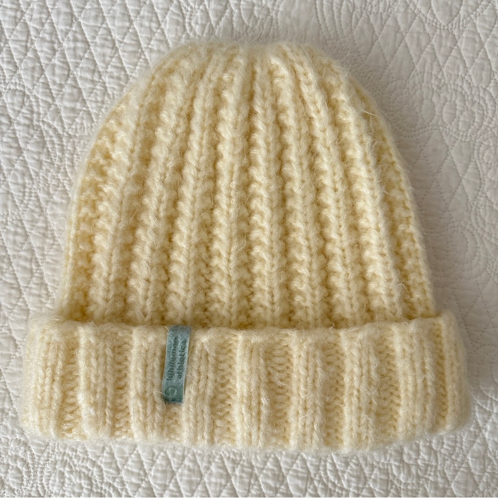 Lululemon Ivory Ribbed Knit Beanie Winter Hat